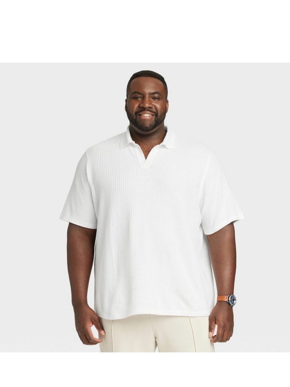 Goodfellow & Co White Men's Ribbed Polo Shirt L